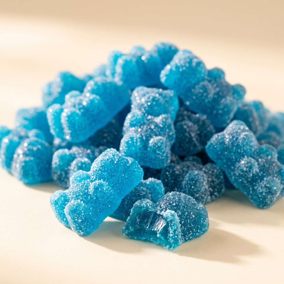 Blue raspberry Royal Gummy Bears with a King's Chocolate bag