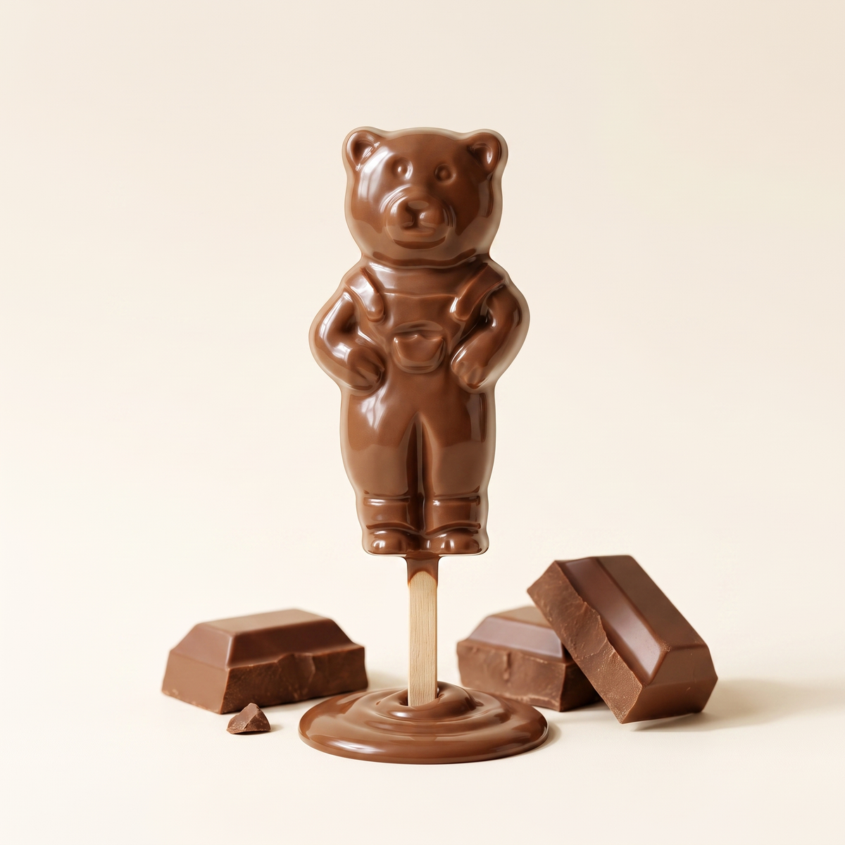 Teddy Bear Chocolate Pop — teddy-bear-shaped chocolate on a stick